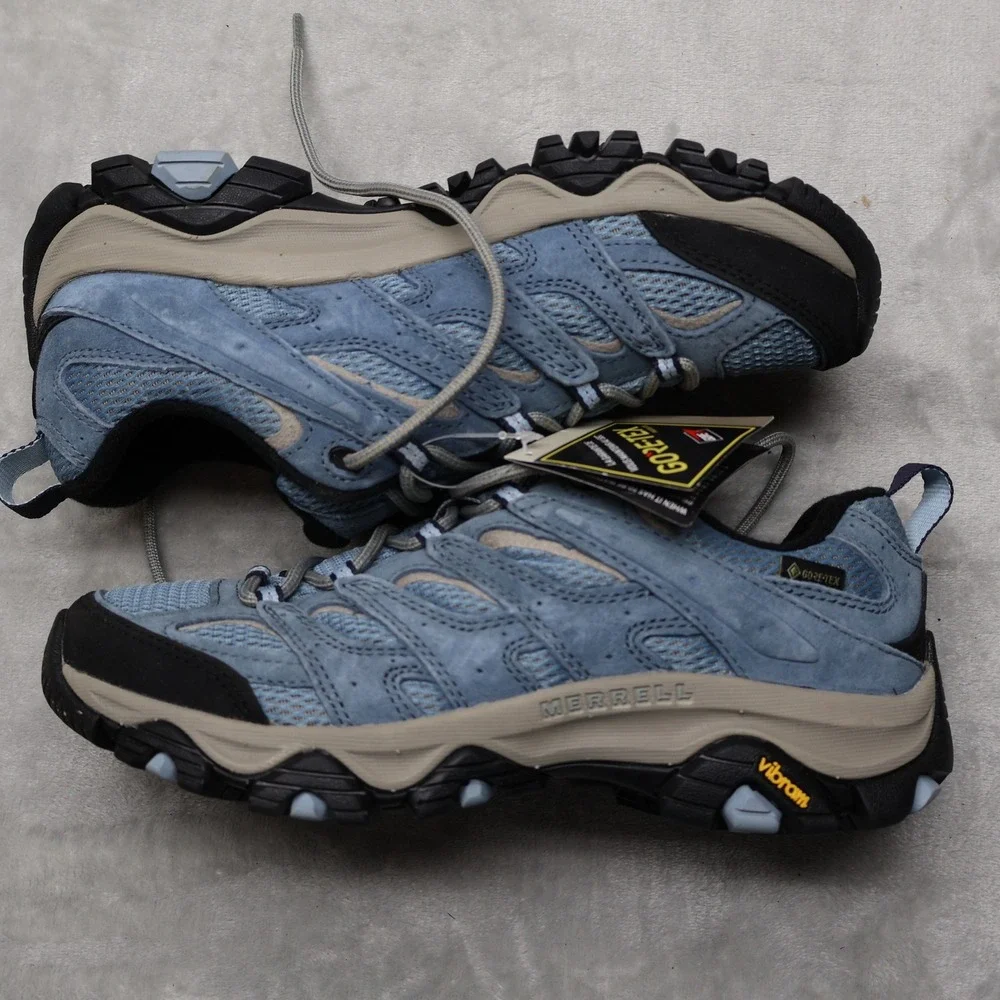 Merrell Womens 8.5 Hiking Shoes Blue Moab 3 GTX Suede Mesh Vibram Gore-Tex NEW